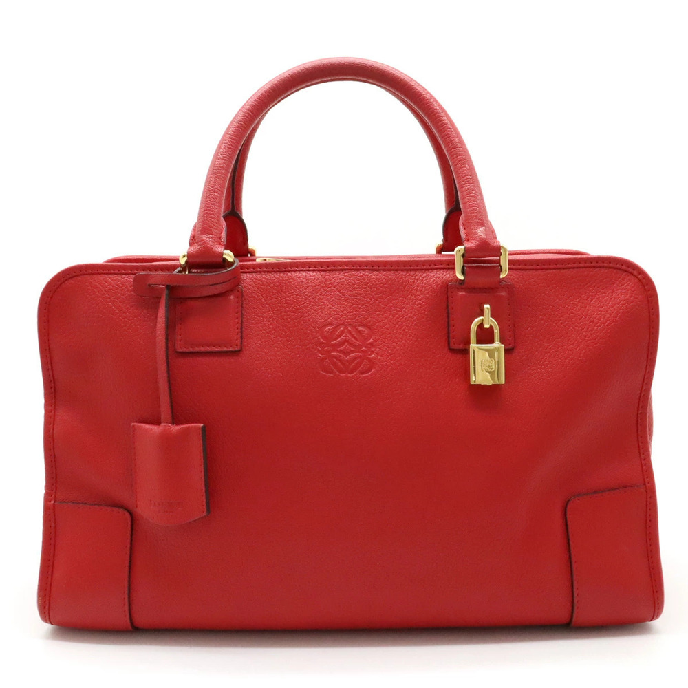 Loewe Amazona Anagram Handbag Boston Bag Leather Red